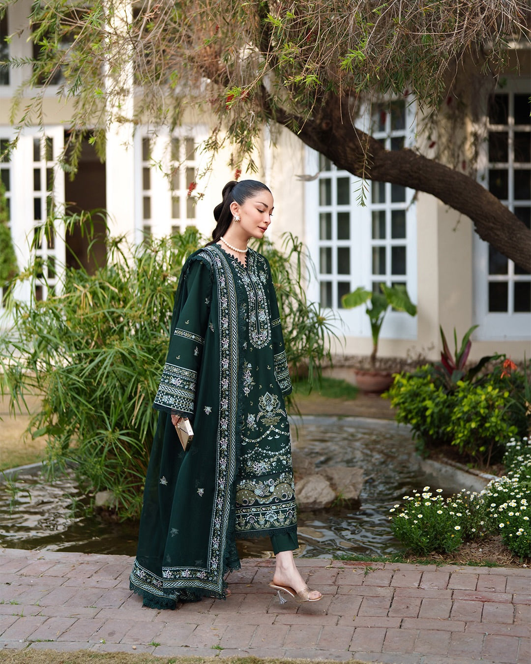 Emerald Green Embroidered Lawn Suit