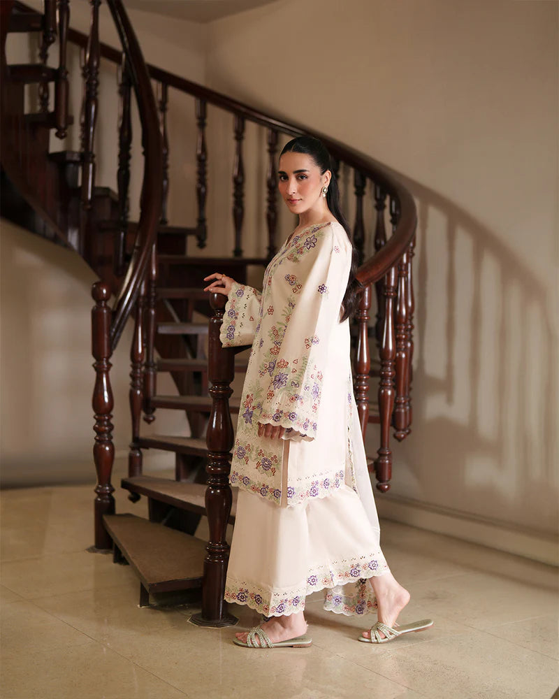 Ivory Blossom Multi-Embroidered Lawn 3-Piece