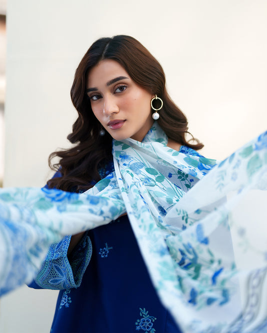 Cobalt Charm Embroidered Lawn 3-Piece