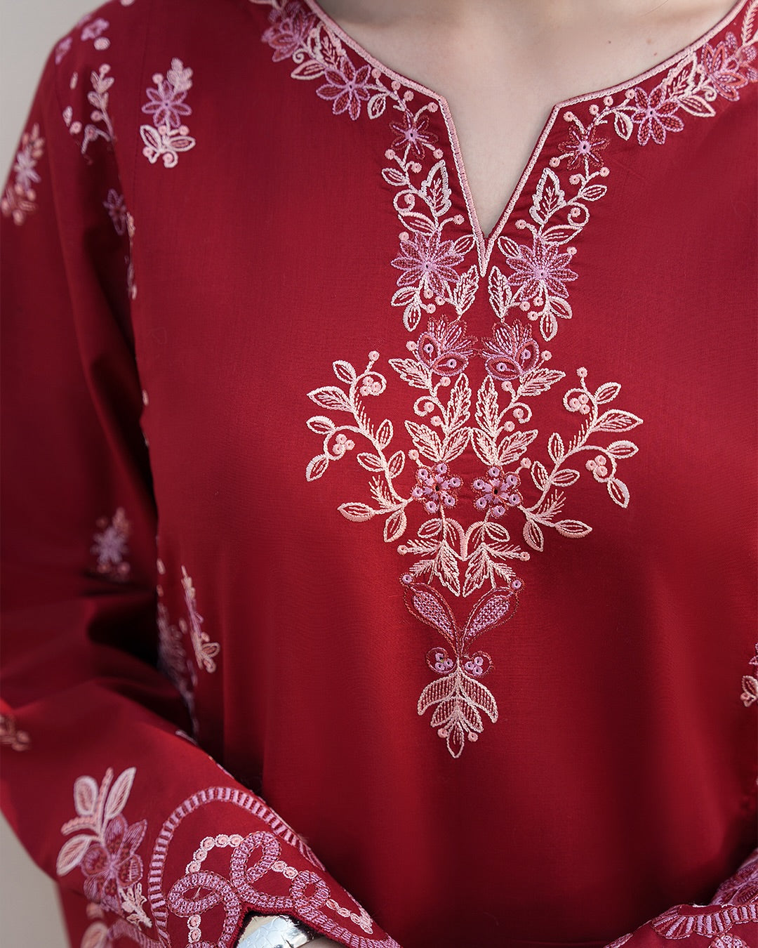 Crimson Bloom Embroidered Lawn 3-Piece