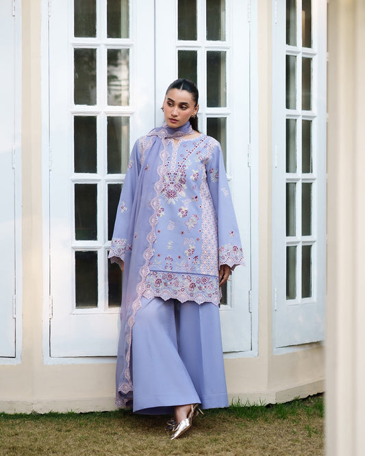 Embroidered Lilac Lawn Kurti – Timeless Floral Elegance