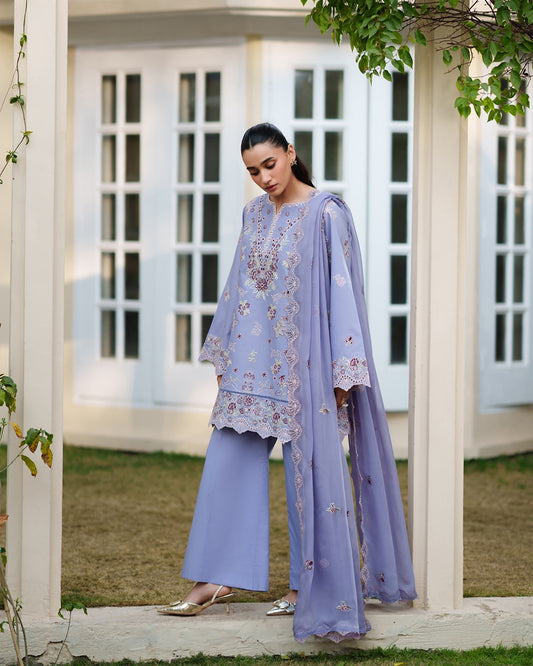 Embroidered Lilac Lawn Kurti – Timeless Floral Elegance