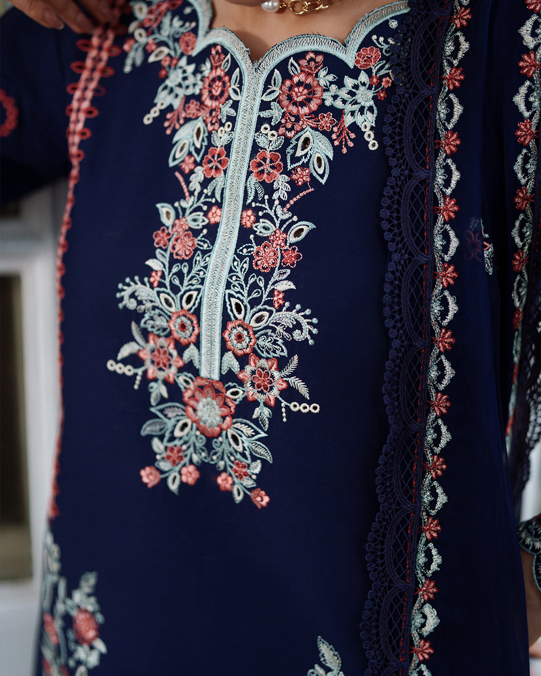 Midnight Navy Embroidered Luxury Lawn 3-Piece