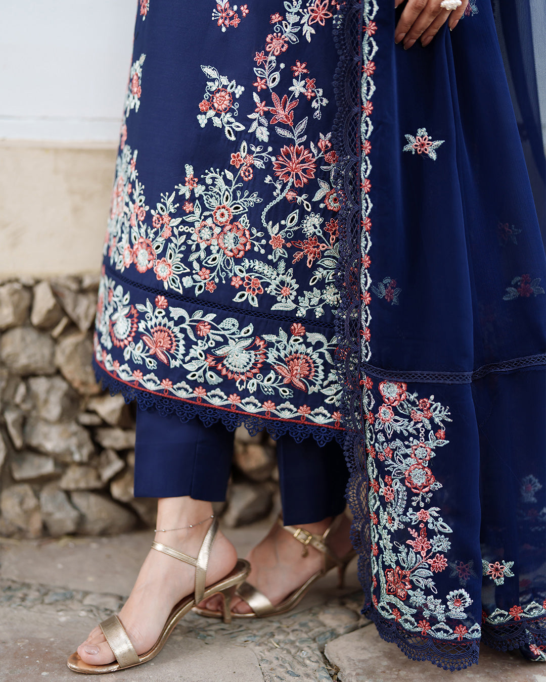 Midnight Navy Embroidered Luxury Lawn 3-Piece
