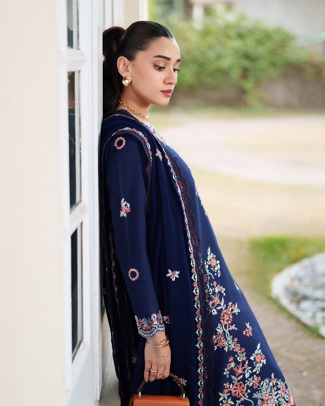 Midnight Navy Embroidered Luxury Lawn 3-Piece