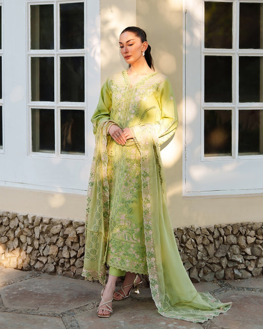 💚 Pistachio Green – Embroidered 3 Piece Luxury Lawn Suit