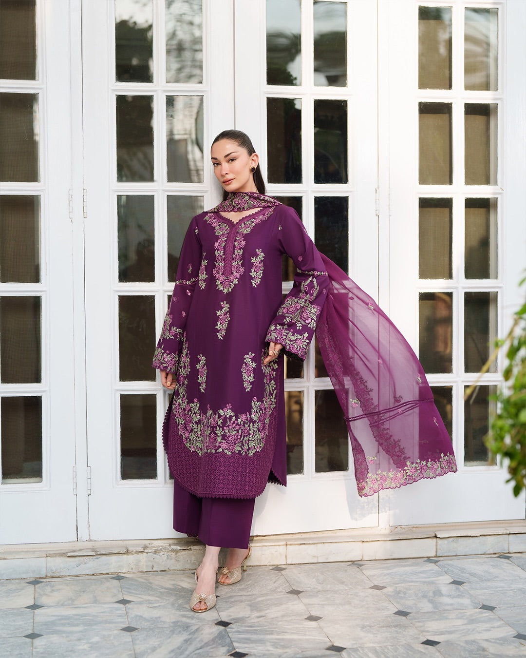 Plum Perfection – Embroidered 3 Piece Lawn Suit