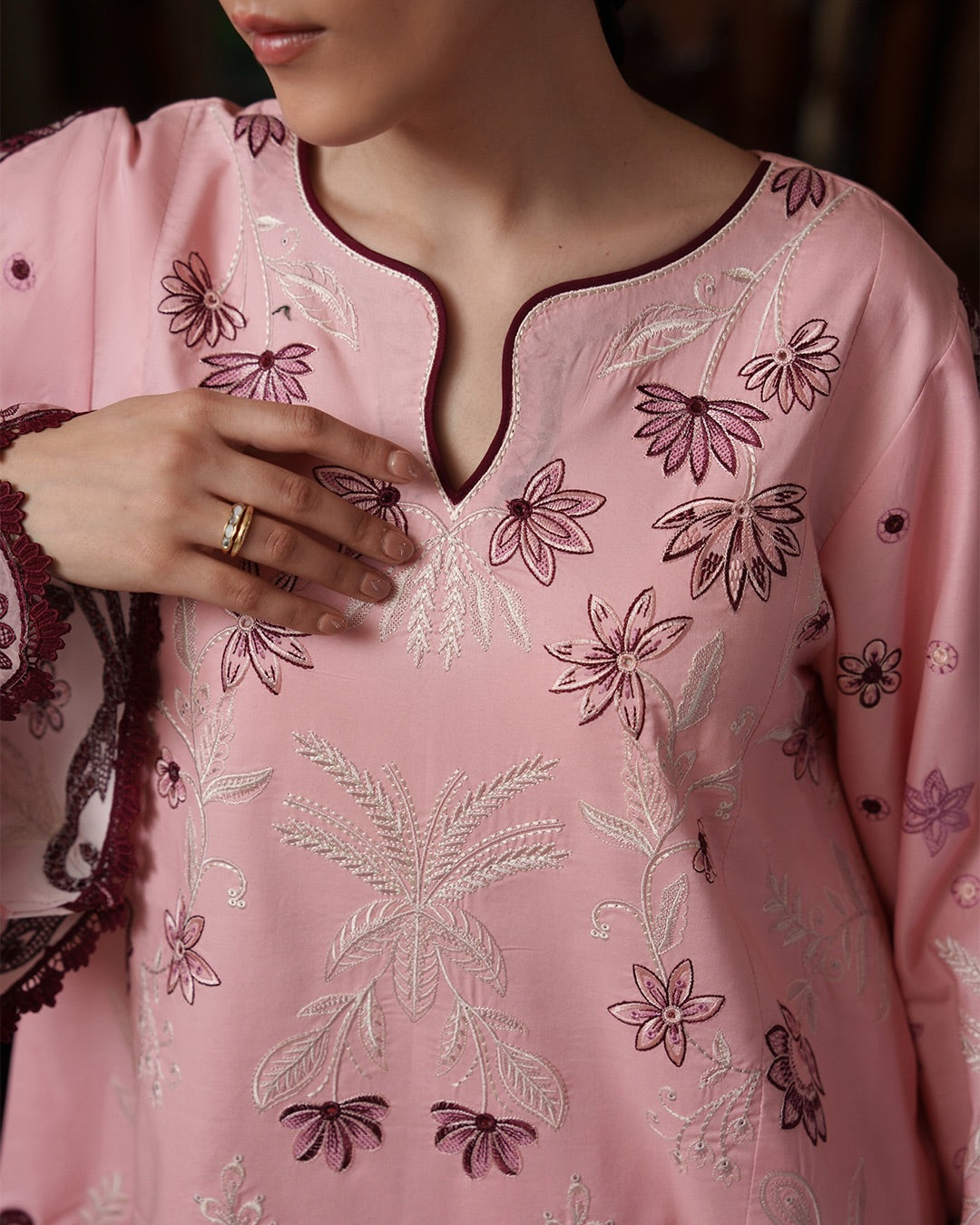 Blush Bloom Embroidered Lawn 3-Piece